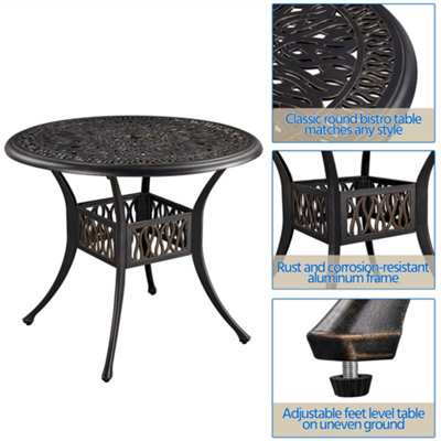 Yaheetech Bronze Metal Outdoor Patio Bistro Table with Umbrella Hole - 6