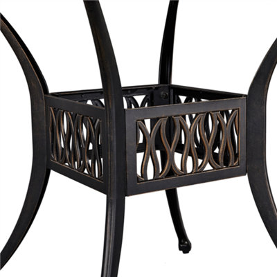Yaheetech Bronze Metal Outdoor Patio Bistro Table with Umbrella Hole - 8