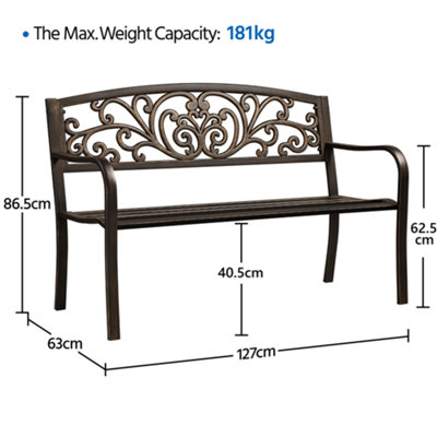 Yaheetech Bronze Outdoor Iron Bench for Patio - 3