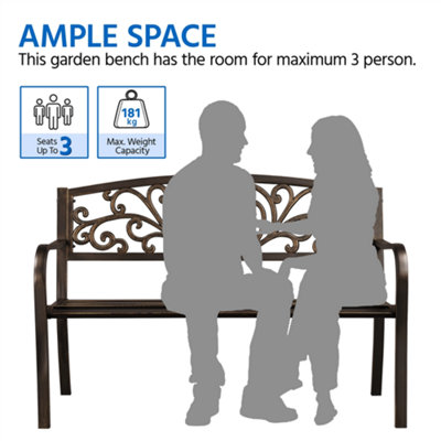 Yaheetech Bronze Outdoor Iron Bench for Patio - 4