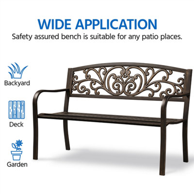 Yaheetech Bronze Outdoor Iron Bench for Patio - 6