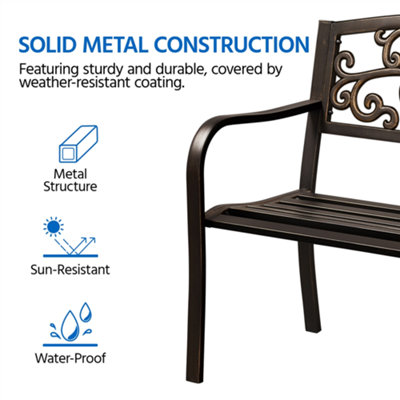 Yaheetech Bronze Outdoor Iron Bench for Patio - 7