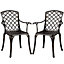 Yaheetech Bronze Set of 2 Outdoor Patio Dining Chairs with Armrests