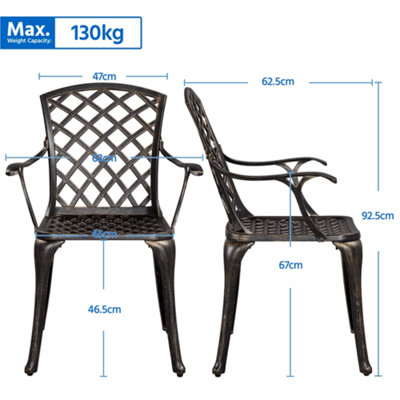 Yaheetech Bronze Set of 2 Outdoor Patio Dining Chairs with Armrests - 3