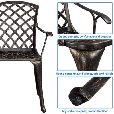 Yaheetech Bronze Set of 2 Outdoor Patio Dining Chairs with Armrests - 5
