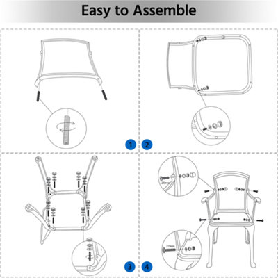 Yaheetech Bronze Set of 2 Outdoor Patio Dining Chairs with Armrests - 8