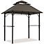 Yaheetech Brown 2.4x1.5m Grill Gazebo with Height-adjustable Shelves