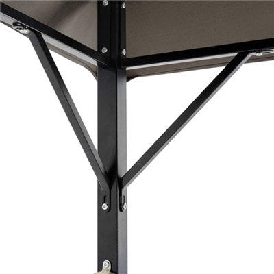 Yaheetech Brown 2.4x1.5m Grill Gazebo with Height-adjustable Shelves - 9