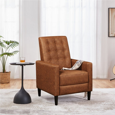 Yaheetech Brown Faux Leather Recliner Sofa with Adjustable Back