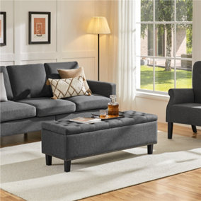 Yaheetech Button-Tufted Ottoman Bench with Storage Dark Grey