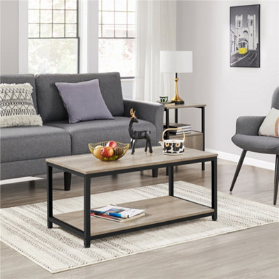 Yaheetech Coffee Table with Storage Shelf for LIving Room Grey
