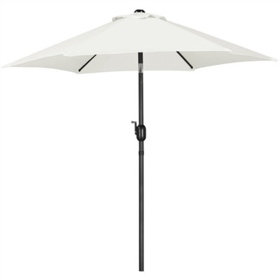 Yaheetech Cream 2.3m Tiltable Patio Parasol Market Umbrella with Crank