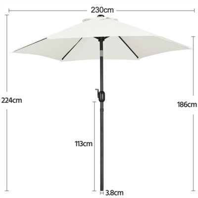 Yaheetech Cream 2.3m Tiltable Patio Parasol Market Umbrella with Crank - 3