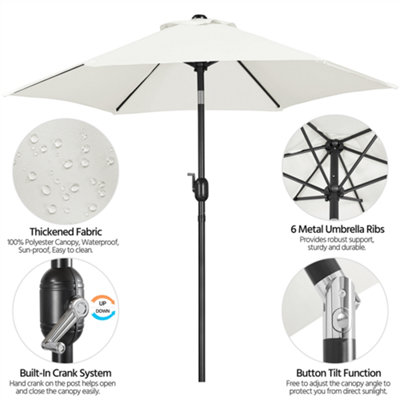 Yaheetech Cream 2.3m Tiltable Patio Parasol Market Umbrella with Crank - 4