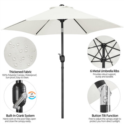 Yaheetech Cream 2.3m Tiltable Patio Parasol Market Umbrella with Crank