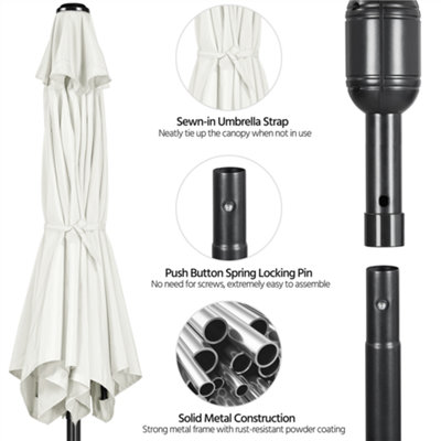 Yaheetech Cream 2.3m Tiltable Patio Parasol Market Umbrella with Crank - 5