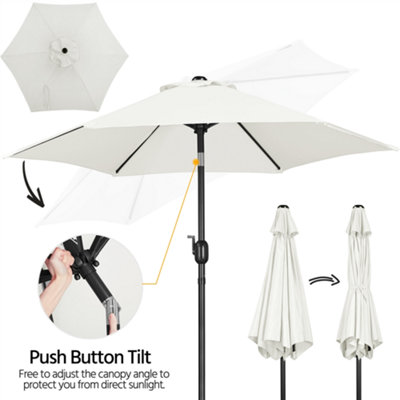 Yaheetech Cream 2.3m Tiltable Patio Parasol Market Umbrella with Crank - 7