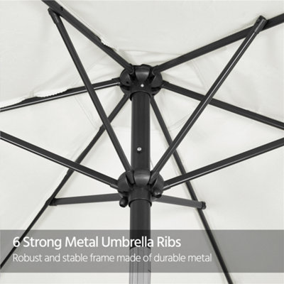 Yaheetech Cream 2.3m Tiltable Patio Parasol Market Umbrella with Crank - 9