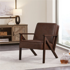 Yaheetech Dark Brown Extra-wide Faux Leather Armchair
