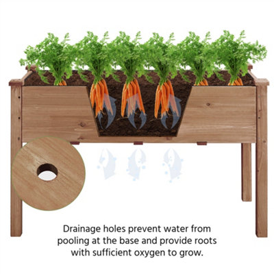 Yaheetech Dark Brown Fir Wood Raised Garden Bed Planter with Waist-High ...