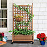 Yaheetech Dark Brown Raised Garden Bed with Trellis Planter Box for Vine Climbing Plants Flower