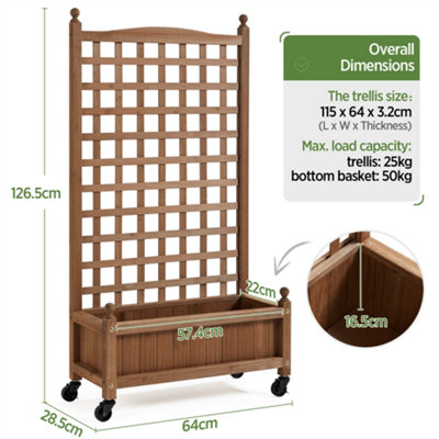 Yaheetech Dark Brown Raised Garden Bed with Trellis Planter Box for Vine Climbing Plants Flower - 3