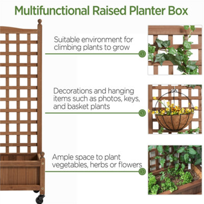 Yaheetech Dark Brown Raised Garden Bed with Trellis Planter Box for Vine Climbing Plants Flower - 4