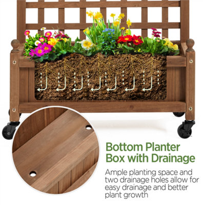 Yaheetech Dark Brown Raised Garden Bed with Trellis Planter Box for Vine Climbing Plants Flower - 6
