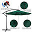 Yaheetech Dark Green 3m Patio Offset Umbrella Outdoor Parasol with Crank