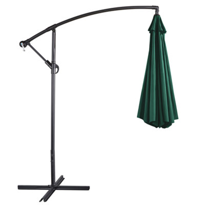 Yaheetech Dark Green 3m Patio Offset Umbrella Outdoor Parasol with Crank - 9