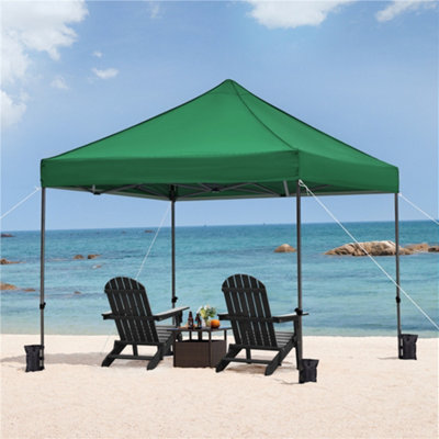 Yaheetech Dark Green 3x3m Adjustable Pop Up Canopy Tent with Wheeled Carry Bag and Sandbags