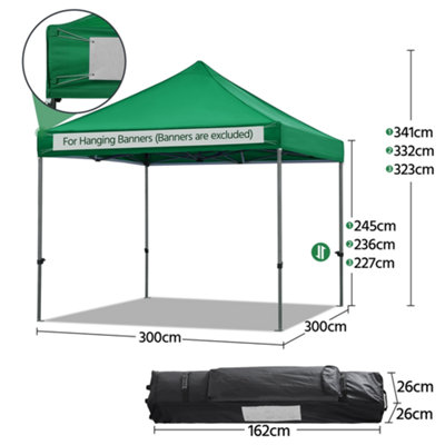 Yaheetech Dark Green 3x3m Heavy Duty Pop Up Gazebo - 3