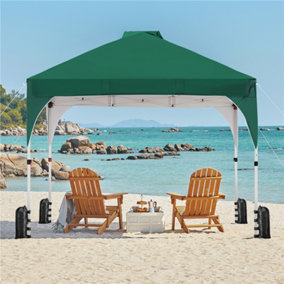 Yaheetech Dark Green Pop Up Adjustable Canopy with Roller Bag and Sandbags