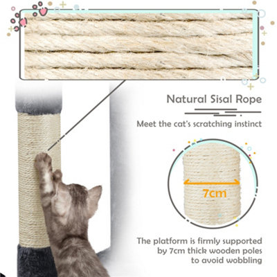 Yaheetech Dark Grey 117cm Cat Tree Cat Climbing Tower with Perch & Basket & Scratching Posts