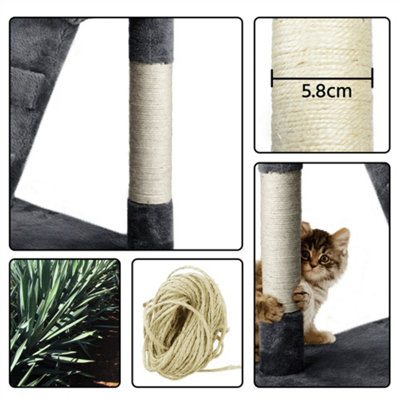 Yaheetech Dark Grey 129.5cm Multilevel Cat Tree Tower with Scratching Post and Hammock Tunnel