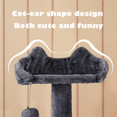 Yaheetech Dark Grey 137cm Multilevel Cat Tree Tower with Scratching Posts and 2 Condos