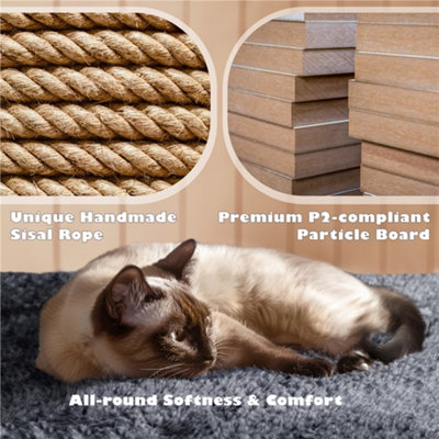 Yaheetech Dark Grey 137cm Multilevel Cat Tree Tower with Scratching Posts and 2 Condos