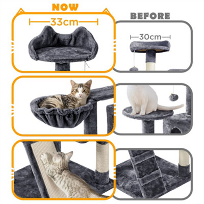 Yaheetech Dark Grey 144.5cm Cat Tree Tower with Condos & Scratching Posts & Platforms
