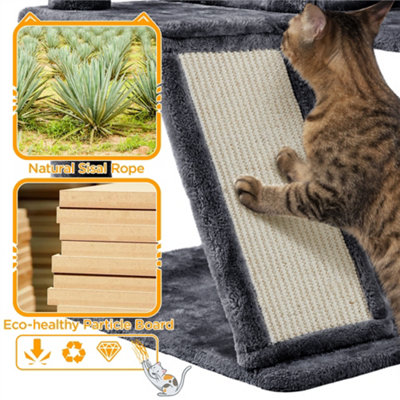 Yaheetech Dark Grey 144.5cm Cat Tree Tower with Condos & Scratching Posts & Platforms