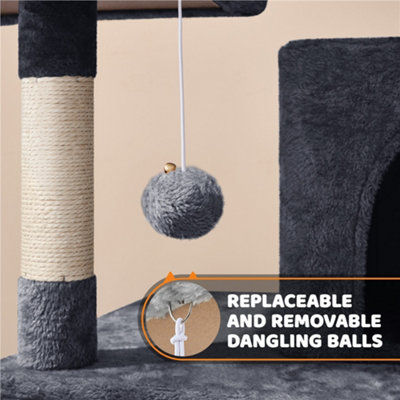 Yaheetech Dark Grey 150cm Multilevel Cat Tower Large Cat Tree with Condo & Plush Perch & Scratching Post