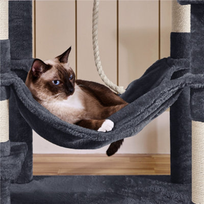 Yaheetech Dark Grey 150cm Multilevel Cat Tower Large Cat Tree with Condo & Plush Perch & Scratching Post