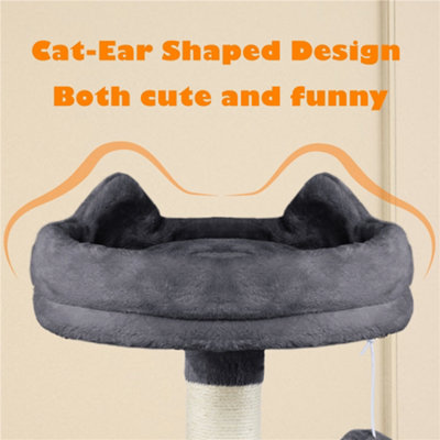 Yaheetech Dark Grey 158cm Multilevel Cat Tree Tower with 2 Condos & Scratching Post