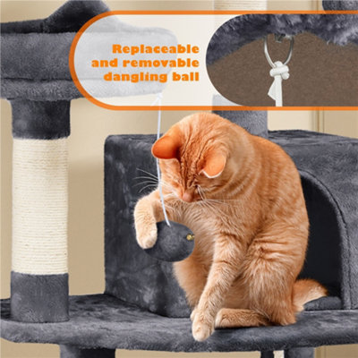 Yaheetech Dark Grey 158cm Multilevel Cat Tree Tower with 2 Condos & Scratching Post