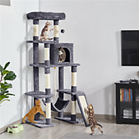 Yaheetech Dark Grey 159cm Multilevel Cat Tower Plush Cat Tree with Hammock