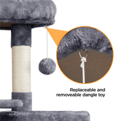 Yaheetech Dark Grey 159cm Multilevel Cat Tower Plush Cat Tree with Hammock