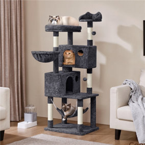 Yaheetech Dark Grey 163 ccm Multilevel Cat Tree Plush Cat Tower Medium