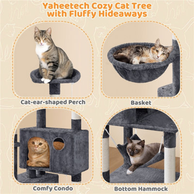 Yaheetech Dark Grey 163 ccm Multilevel Cat Tree Plush Cat Tower Medium