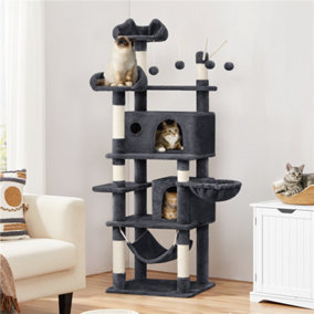Yaheetech Dark Grey 170cm Multilevel Cat Tree Plush Cat Tower Large