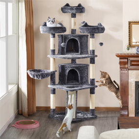 Yaheetech Dark Grey 175cm Large Cat Tower with Caves Condos Platforms