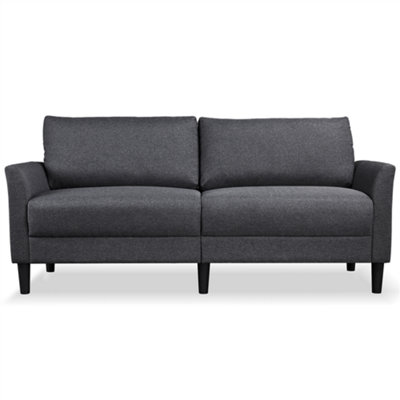 Yaheetech Dark Grey 2-Seater Linen Fabric Upholstered Sofa 191cm